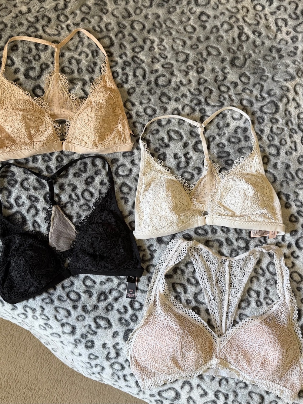 Victoria's Secret Lace Bralette Set - Black, Ivory, Blush, Nude